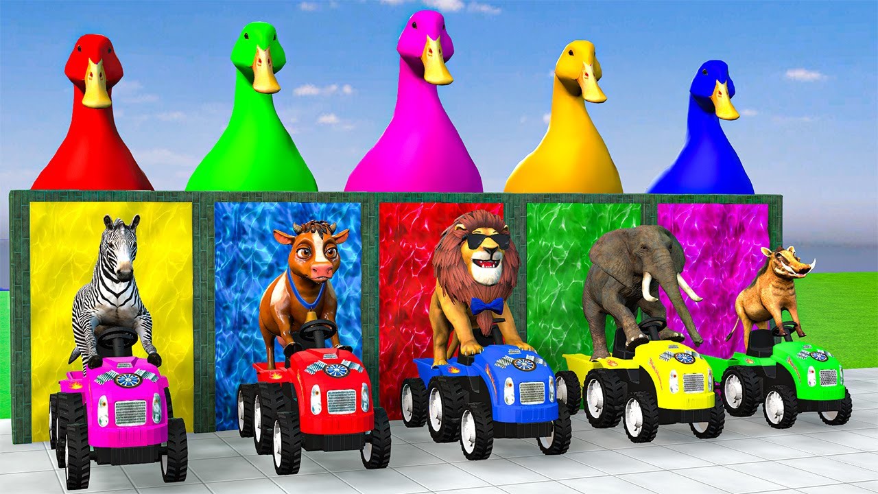 Long Slide Game With Elephant Gorilla Buffalo Hippopotamus Tiger 3d Animal Game Funny 3d Animals