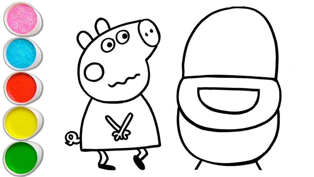 Cute Peppa pig Drawing for kids, Painting & Coloring for kids, Toddlers | Let's Draw Together