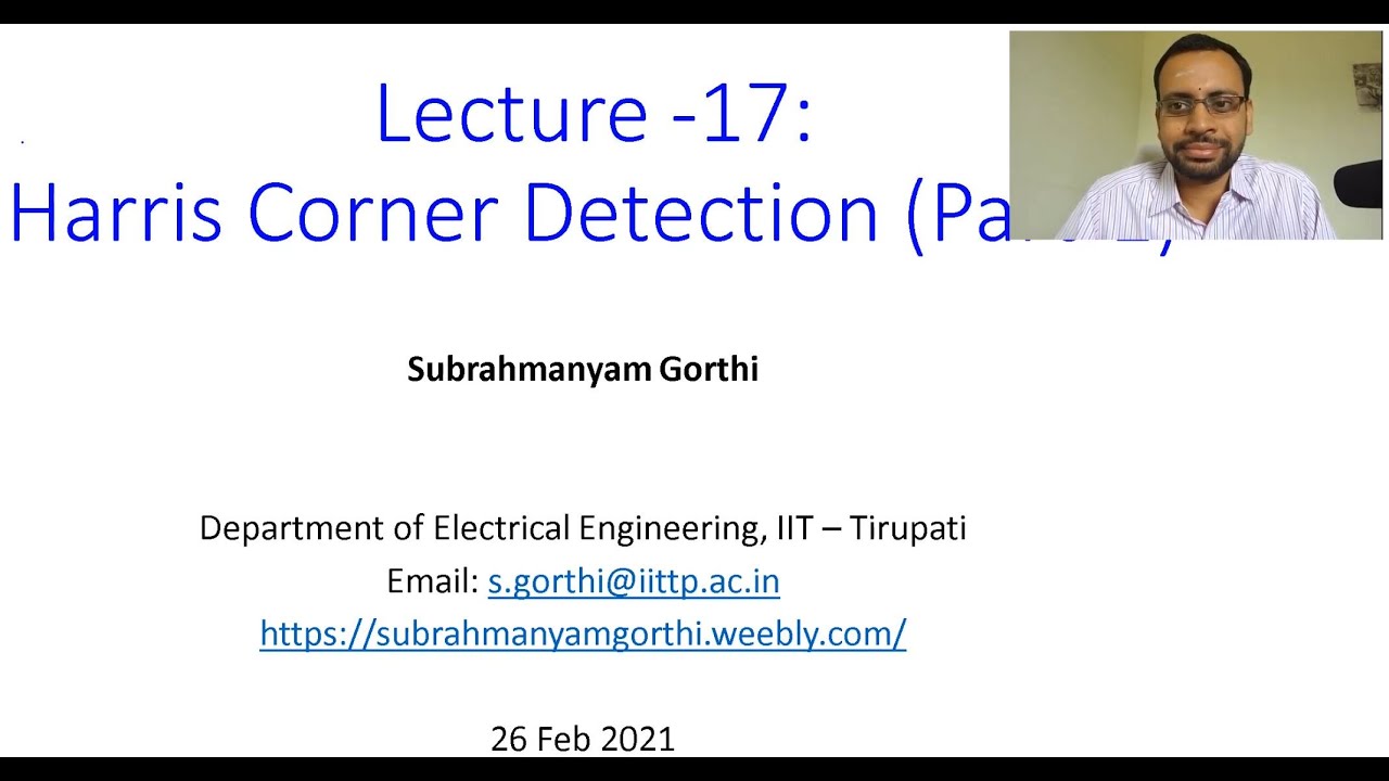 L17 - Harris Corner Detector (Part-1 of 2)