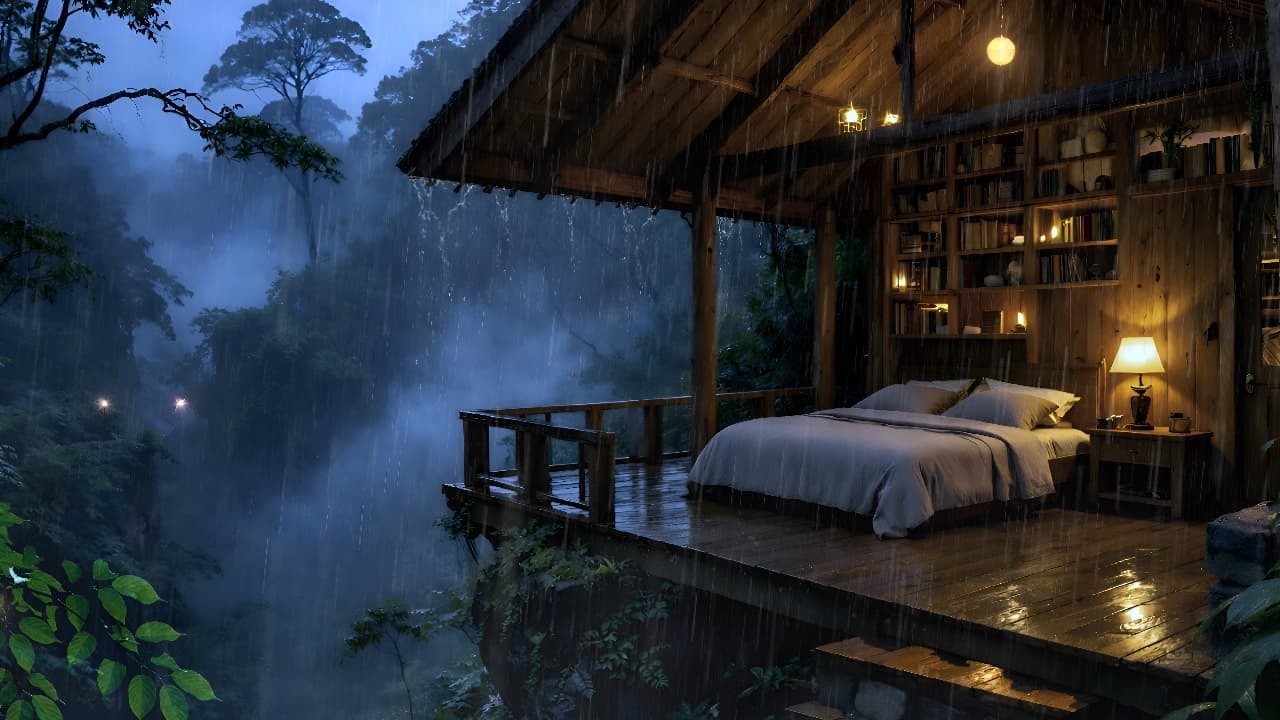 No Ads Night Forest Rain Sounds for Sleep | Calm Mind & Insomnia Relief