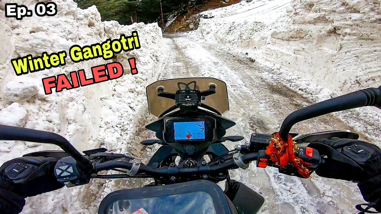 Winter Gangotri FAILED because of Black Ice | Extreme Snow Ride | Harshil to Gangotri Ep. 03