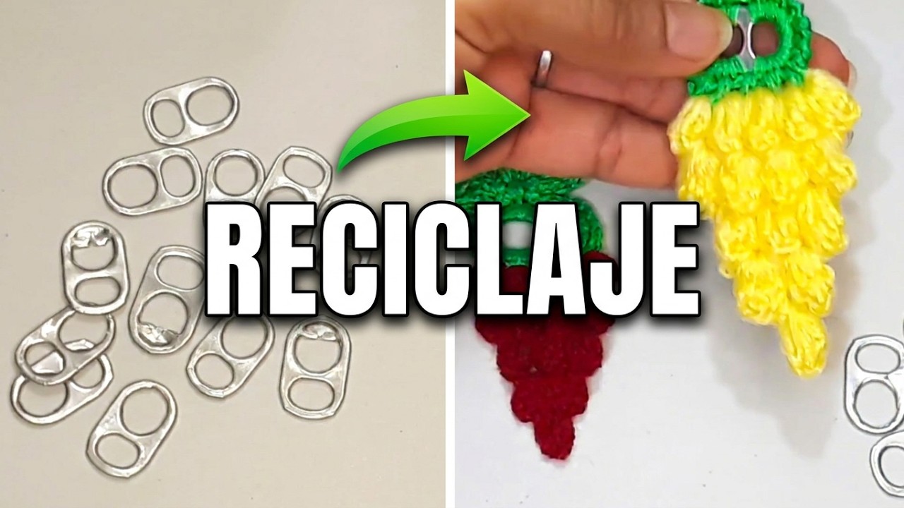 TEJI ESTOS RACIMOS DE UVAS, USANDO COMO SIEMPRE MIS ANILLAS DE LATAS 🥰