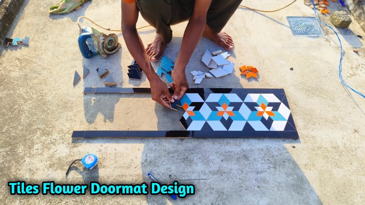 Wow Modern Tiles Flower Doormat Design With Cutting Full Process