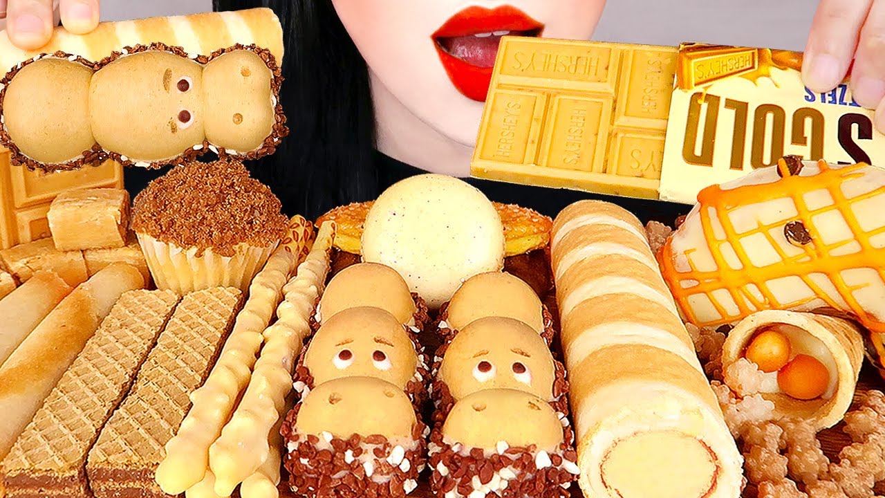 ASMR GOLD DESSERTS 하마초콜릿, 아이스크림, 달고나 커피 만들기, 별사탕 먹방 KINDER HIPPO CHOCOLATE, ICE CREAM DONUT MUKBANG