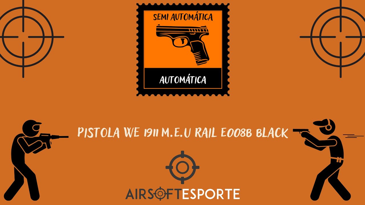 Pistola Airsoft We 1911 M.e.u Rail E008 Bk - 350211