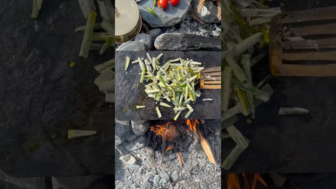Smile more, worry less | Kurkuri Bhindi | #cooking #food #mountainchef #mountains #river #life
