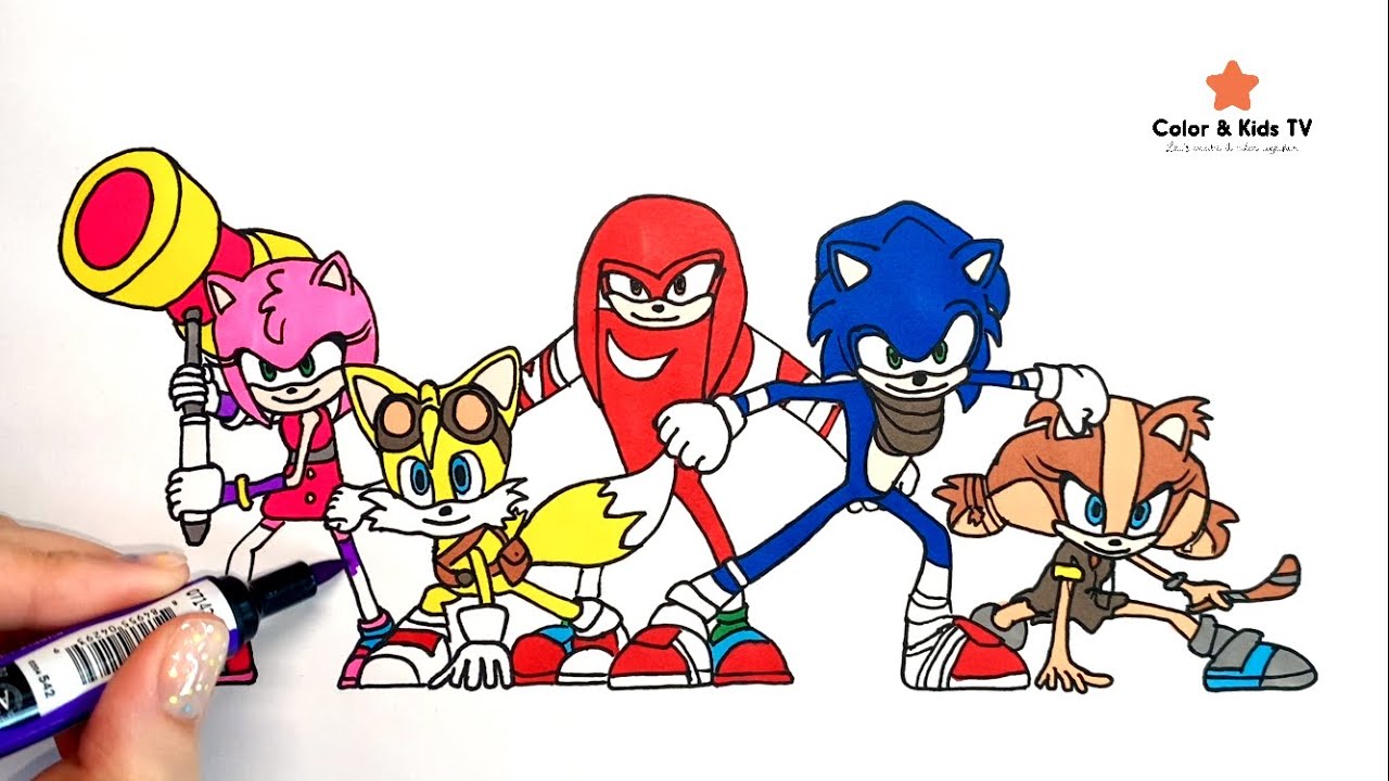 Sonic Boom Coloring Pages - How to color Amy Rose, Tails, Knuckles, Sonic, Sticks | Color & Kids TV
