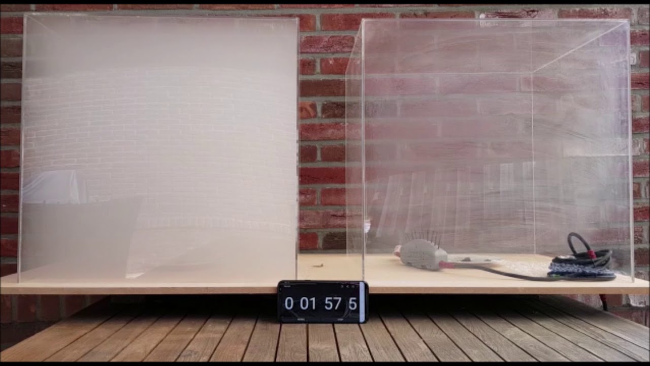 Gastrion - Trion+ ionizer / air filter smoke test Acryl box 125 liter