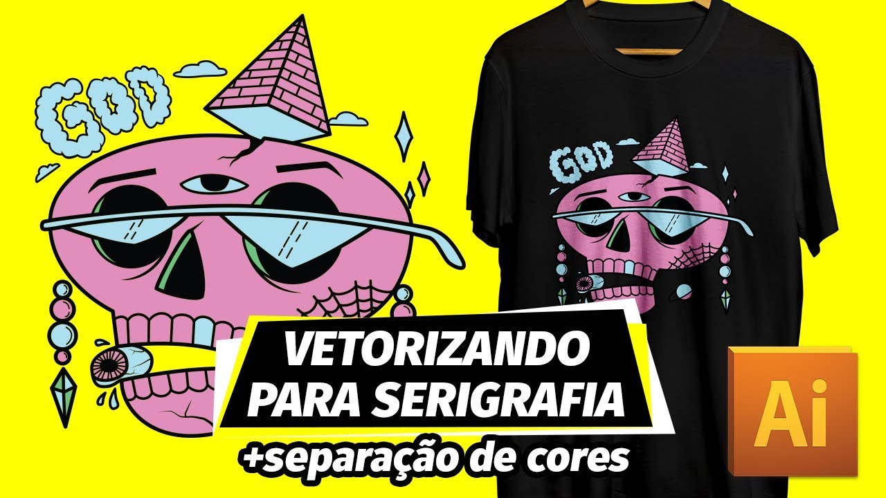 Adobe Illustrator CRIA&Ccedil;&Atilde;O DE ESTAMPA PARA SERIGRAFIA passo a passo vetoriza&ccedil;&atilde;o de desenho e separa&ccedil;&atilde;