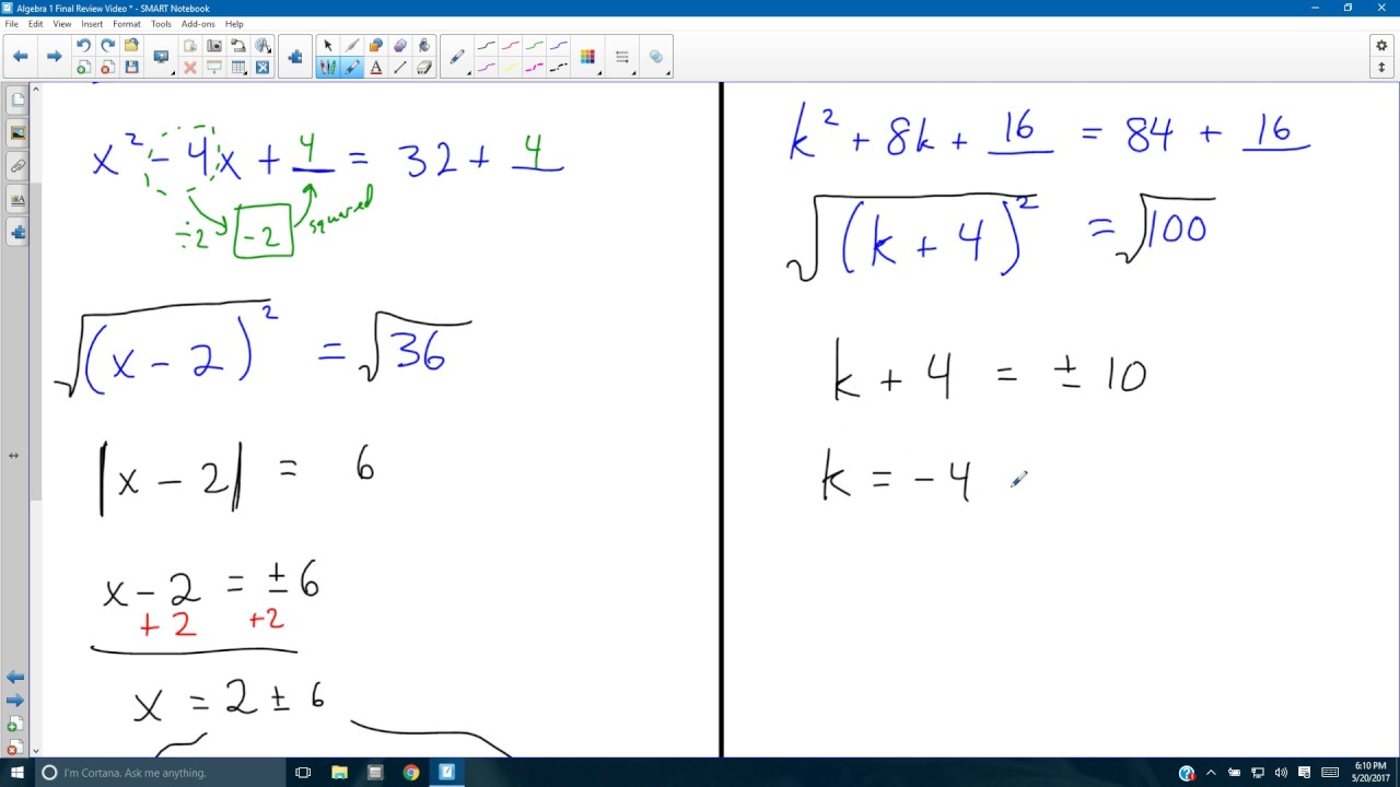 Algebra 1: Spring Final Exam Review