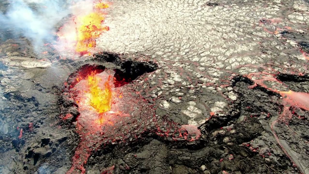 Drone footage of  Meradalir  Volcano Eruption