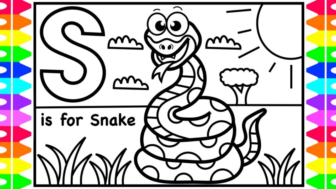 ABC Coloring | S is for Snake | Fun Coloring Pages for Kids| Learning Colors for Children Toddlers