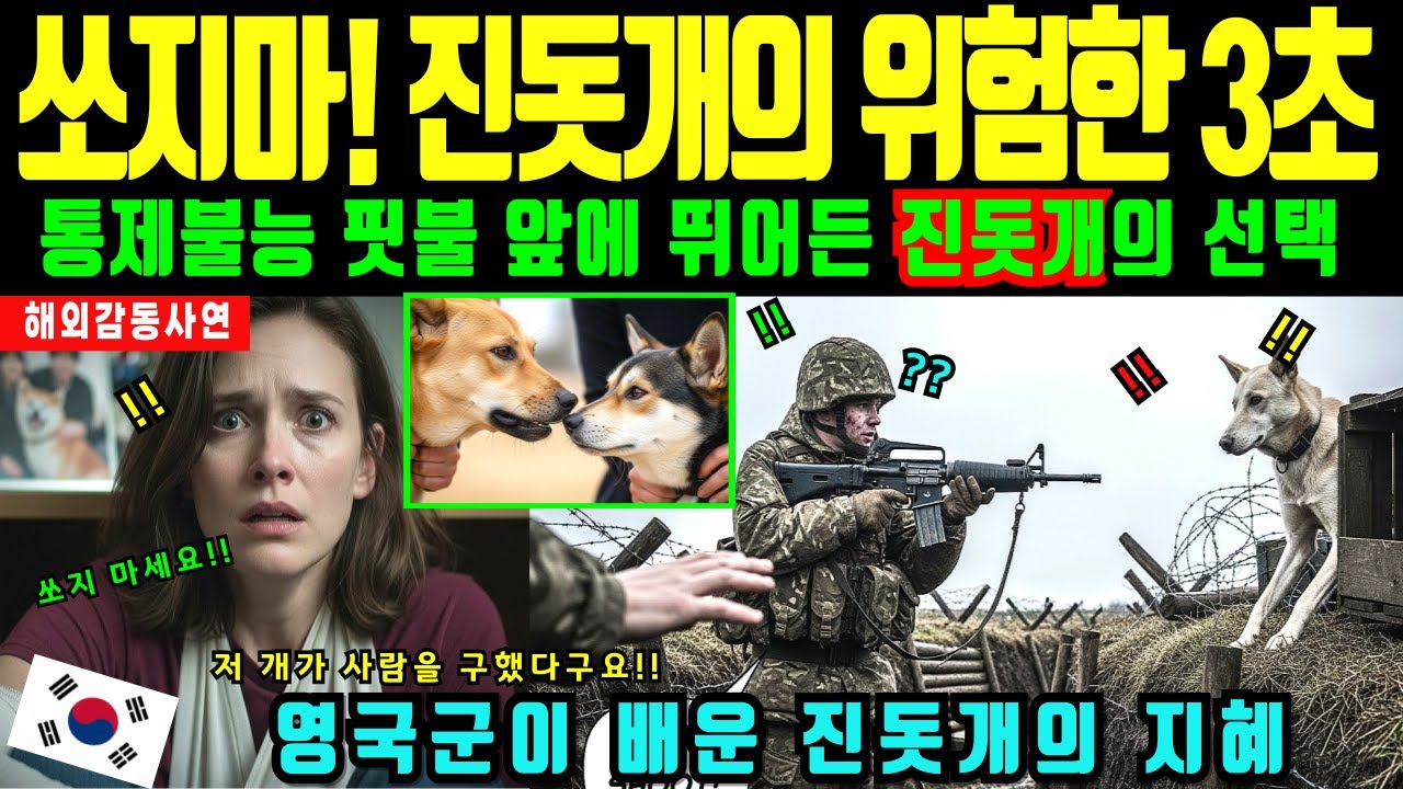 [해외감동사연] 한국 진돗개, 핏불에 뛰어들어 인명구조, 영국군과 BBC발칵!