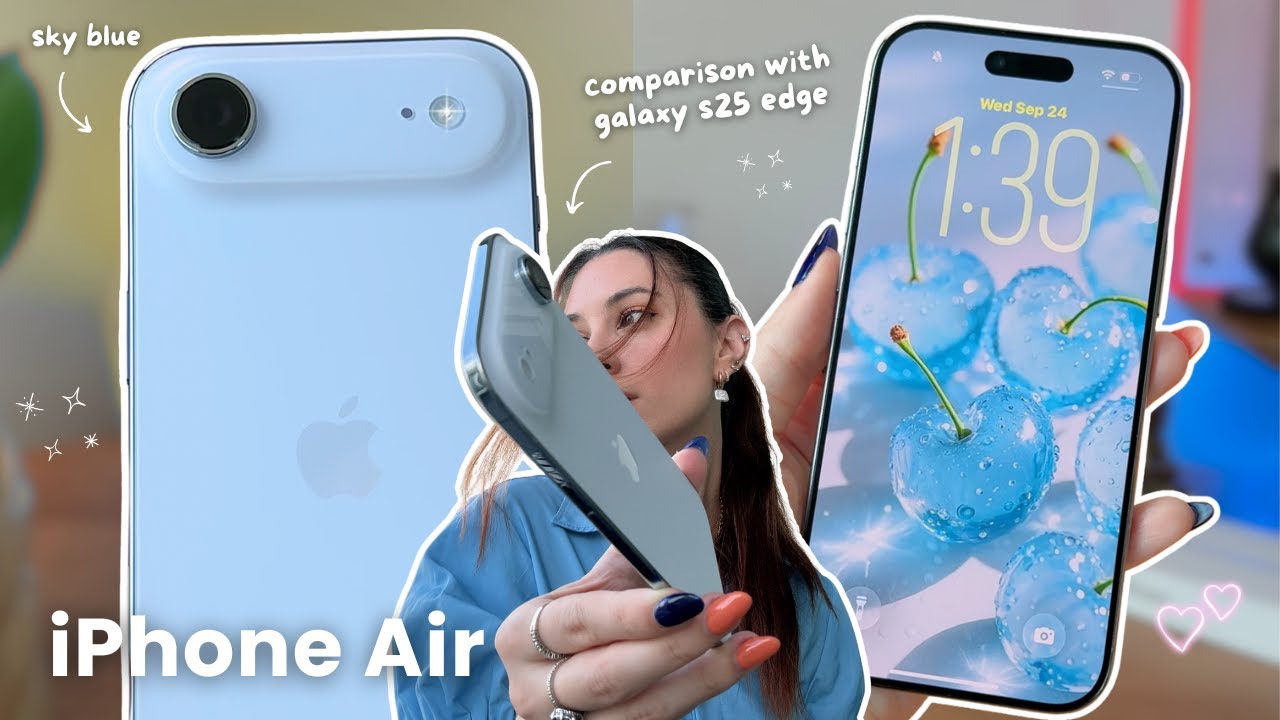 Распаковка iPhone Air 🩵☁️･ﾟ✧ | небесно-голубая эстетика, сравнение Galaxy S25 Edge и аксессуары