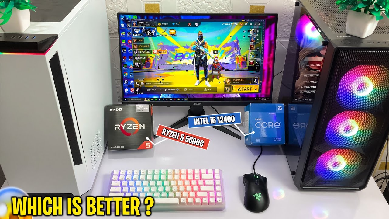₹9,999 Cheapest Ryzen 5 5600g⚡ vs i5 12400 Processor - Which is Best for Gaming? | Free Fire, GTA V