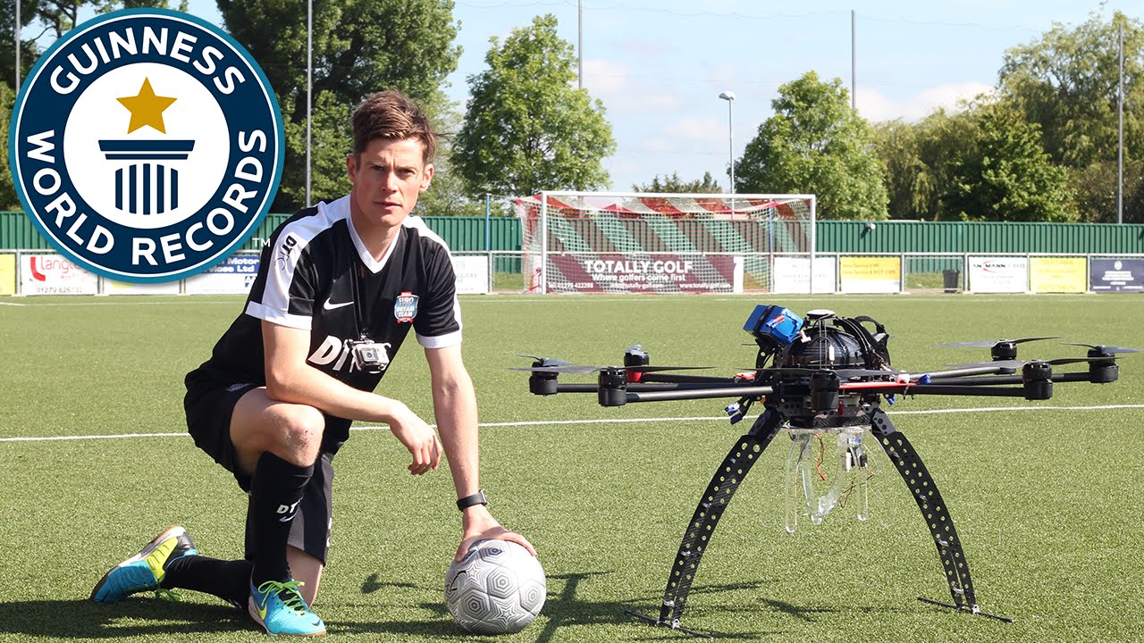Football dropped from drone and controlled - Guinness World Records