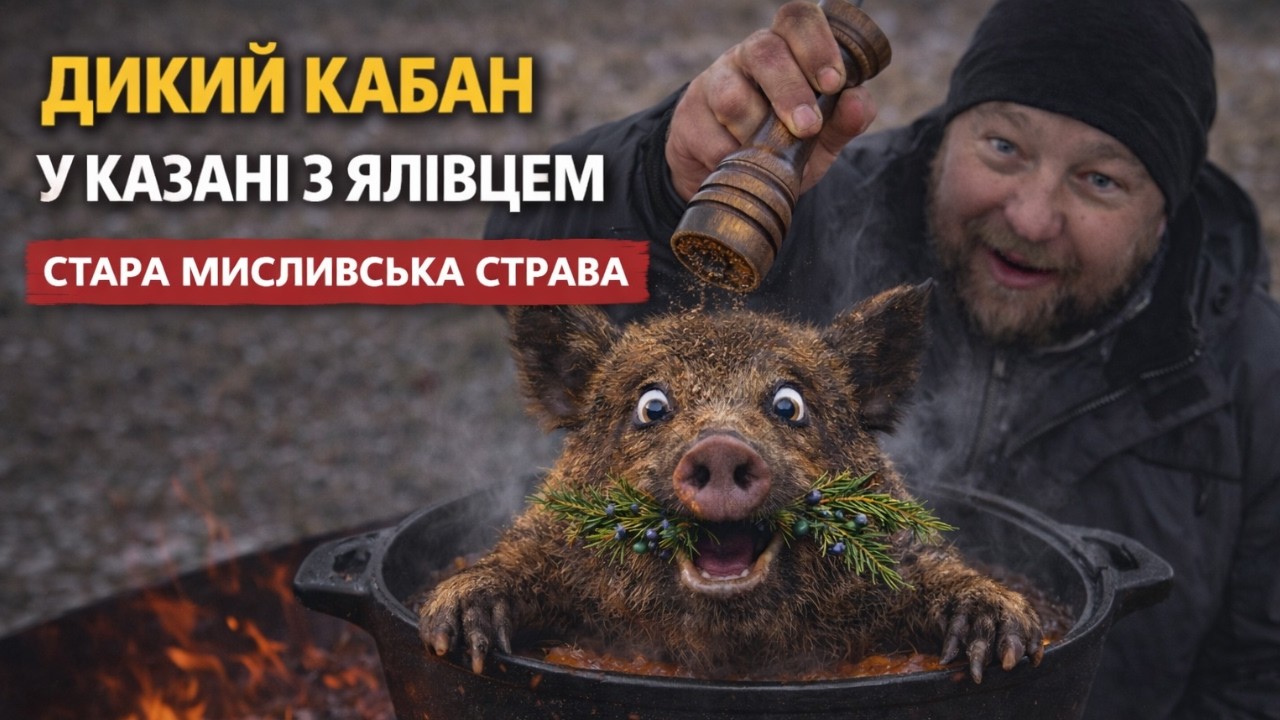 Дикий кабан у казані з ялівцем | Стара мисливська страва!