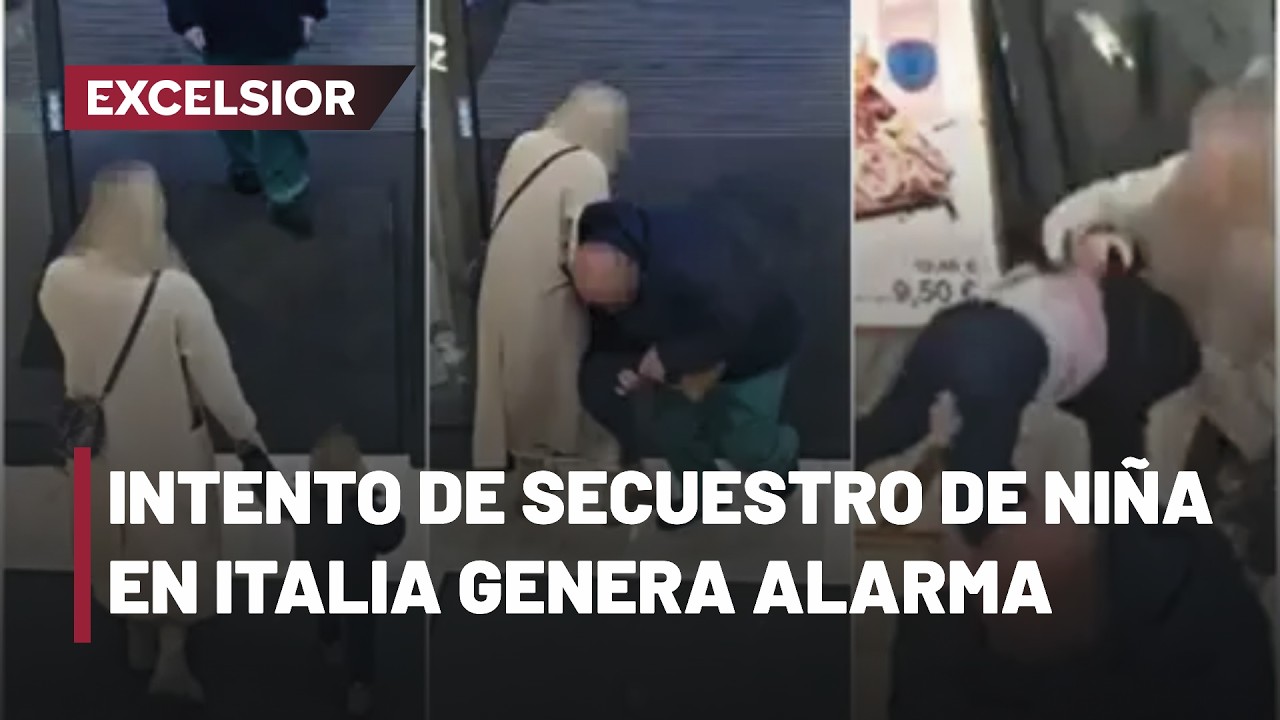 Intento de secuestro queda grabado en supermercado de B&eacute;rgamo, Italia; ni&ntilde;a sufre fractura de f&eacute;mur