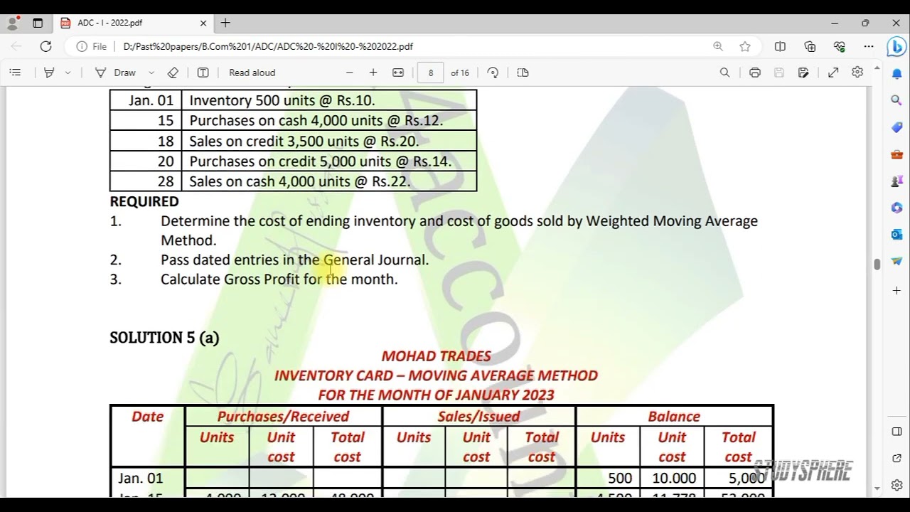 ADC Part - 1 ACCOUNTING 2022 Regular & Private Solution