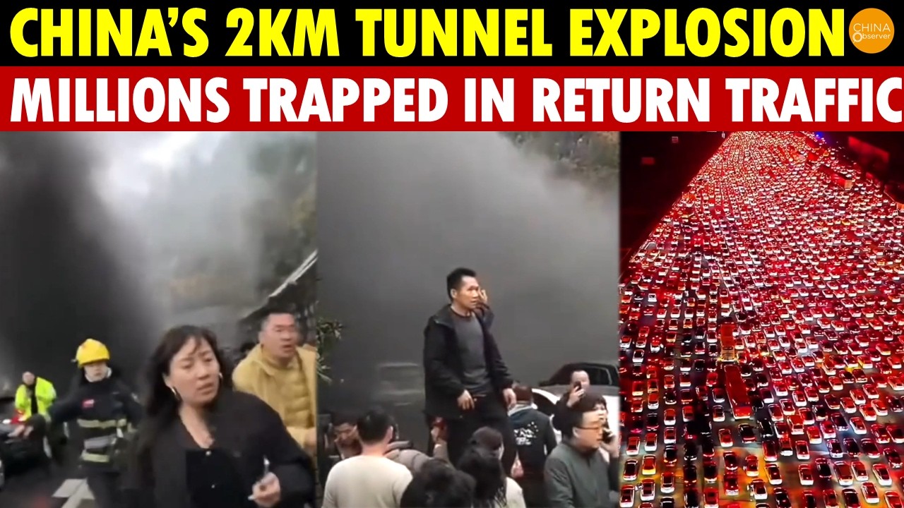 Truck Explosion in China’s 2KM Tunnel, Thousands Flee! Millions Trapped in Return Traffic