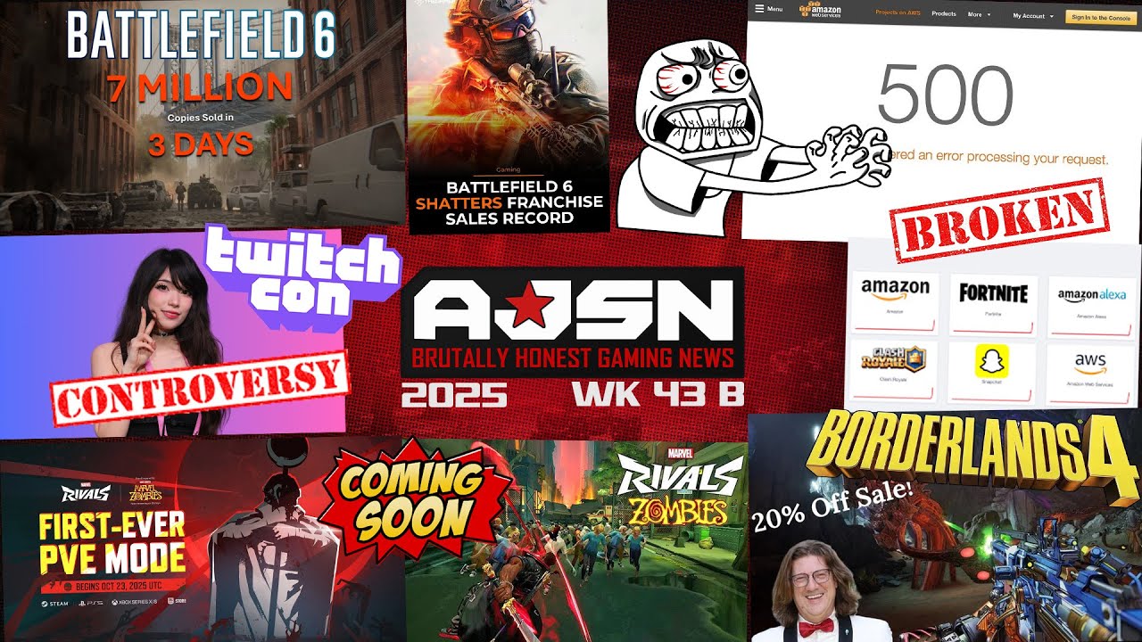 AJS News- Battlefield Sells 7 MILLION!, AWS GOES DOWN, TWITCHCON Controversy, Marvel Rivals ZOMBIES!