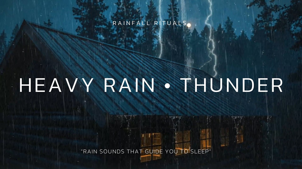 Soothing Rain and Thunderstorm – Heavy Night Rain in the Dark Misty Woods for Sleep & Relaxation