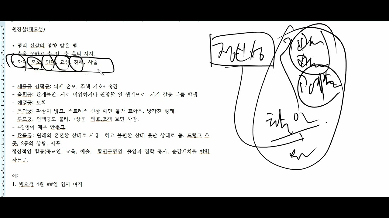 정전 자미두수 대모성 원천적으로 맞지 않는 원진살, 귀문살)