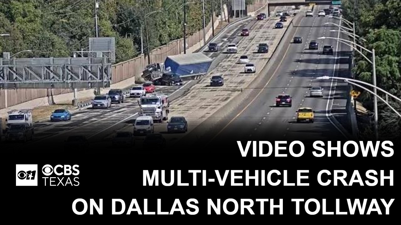 Video shows multi-vehicle crash with semi-truck on Dallas North Tollway