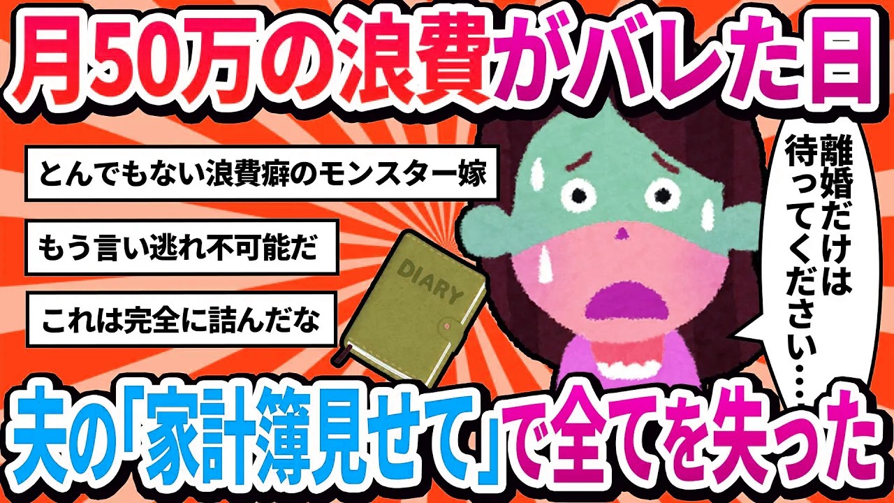 【汚嫁視点】「月50万の生活費じゃ足りない！」と騒いだら&rarr;夫「じゃあ家計簿見せて」と冷静に一言。私の浪費が全バレして慰謝料請求された&hellip;【2ch修羅場】