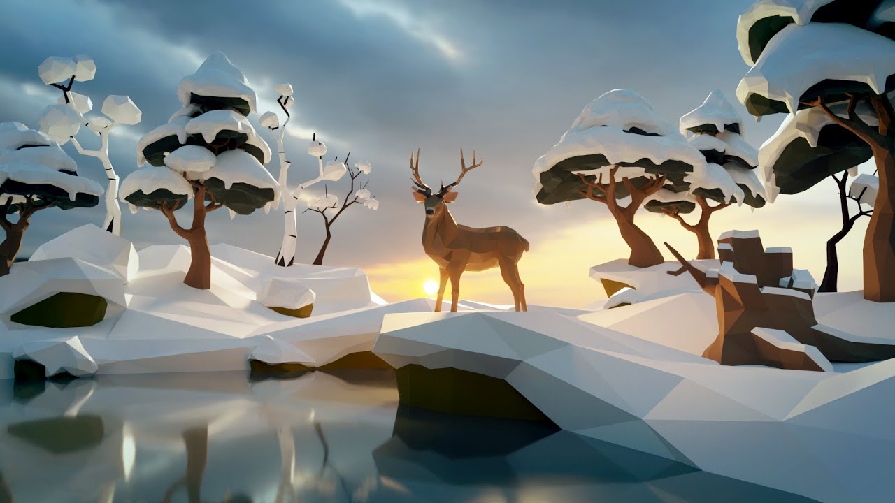 Winter Scene - Blender - With Free Asset Pack