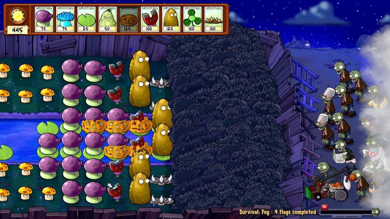 Plants VS. Zombies: Replanted (PC) // Survival: Fog - 100% прохождение