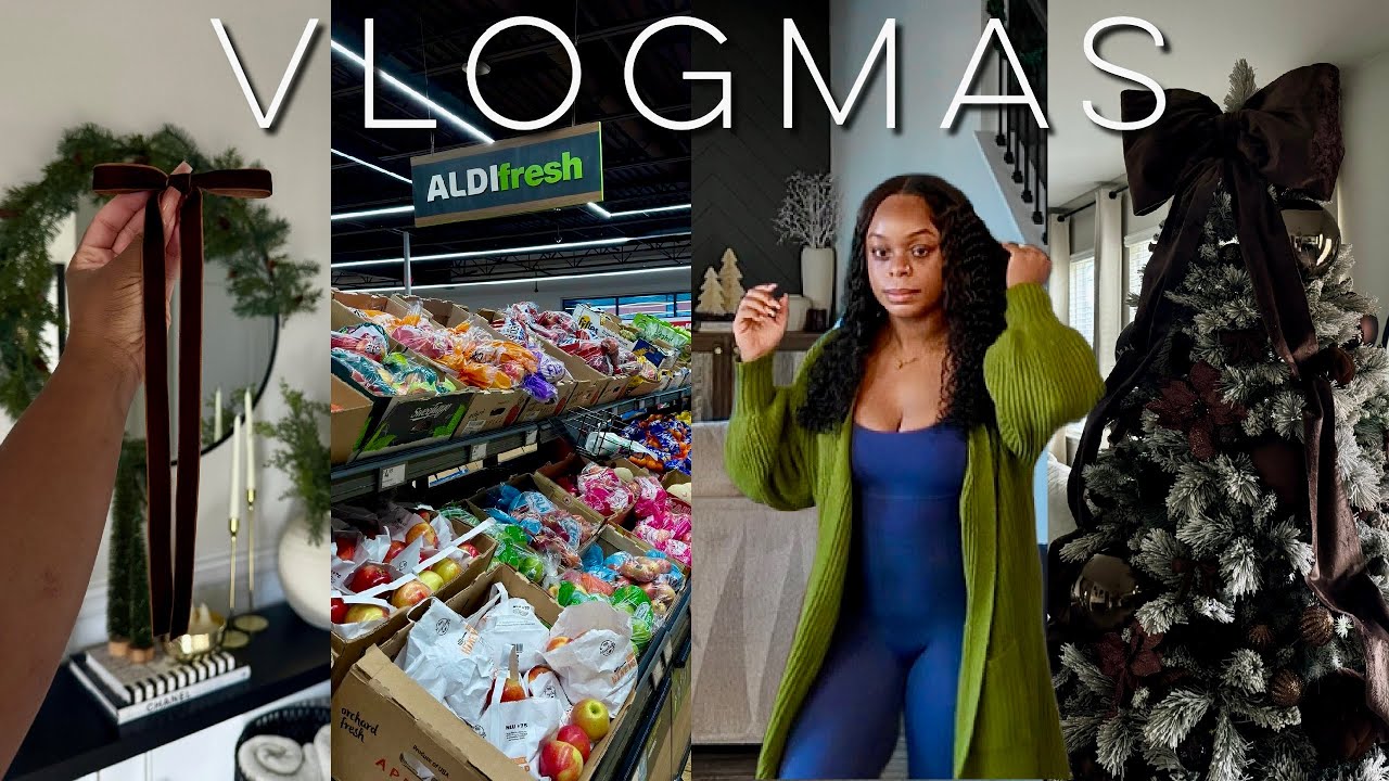 VLOGMAS DAY 22 | christmas eve, running errands, grocery shopping, dinner prep + diy giant bow .