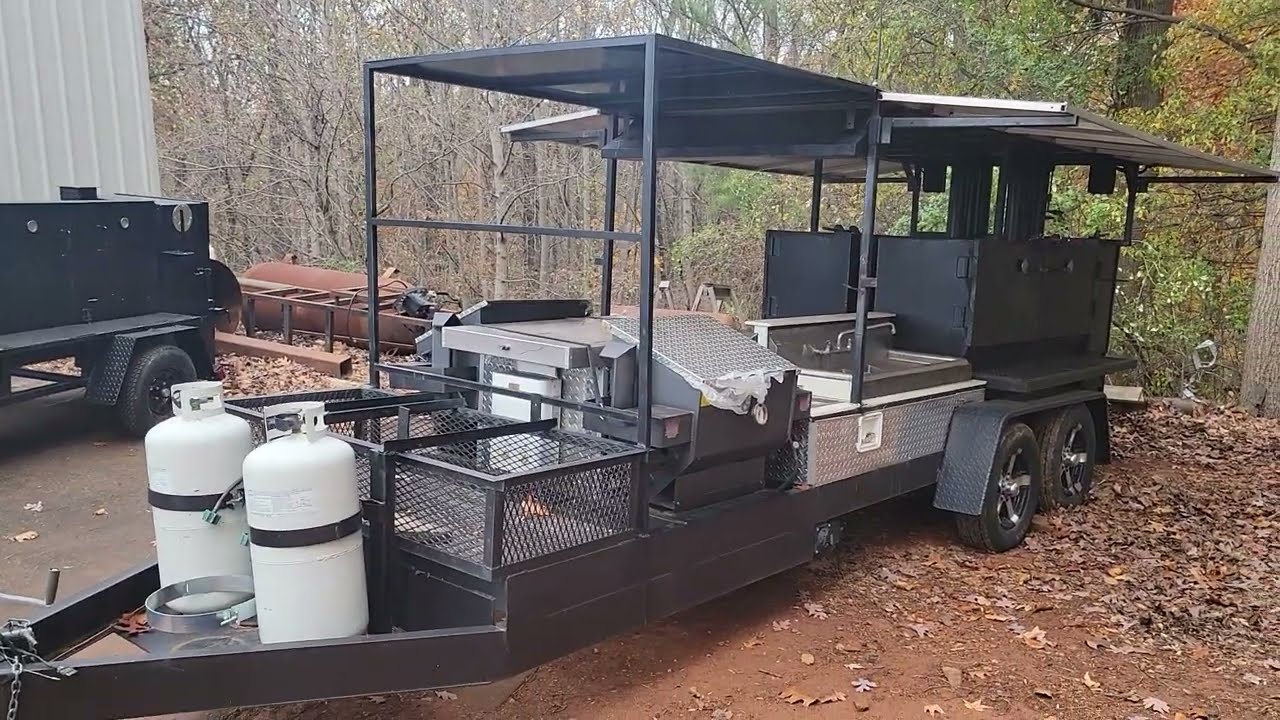 Mobile Restaurant on Wheels Bbq Pitmaster Custom Smoker Trailer for sale sink set deep fryers grill