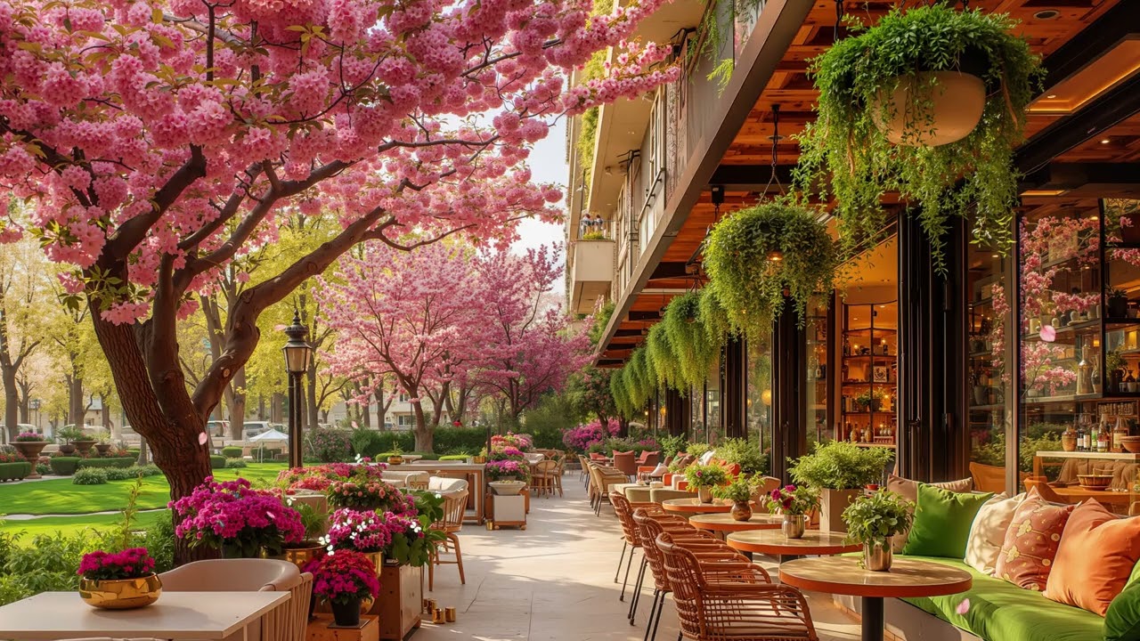 Spring Balcony Ambience |🌸 Soft Jazz Piano Music for Studying, Working & Relax