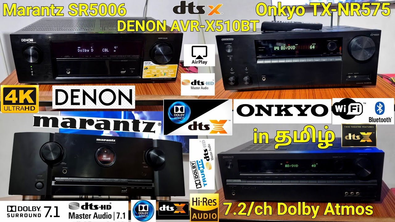 Onkyo HT-R393 Denon AVR-X510bt Marantz SR5006 Onkyo TX-NR575 Dolby Atmos 7.2/Ch Network AV Receiver