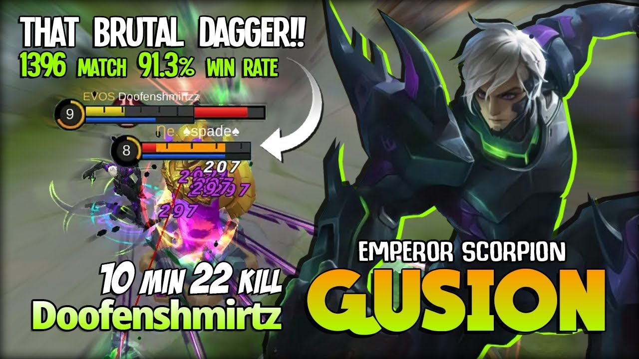 10 Minutes 22 KILL!! Gusion Unlimited Dagger by Doofenshmirtz ~ Mobile Legends