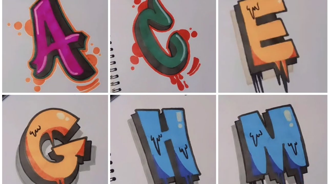 Membuat Alphabet Style Grafitti Mudah... ✍️🌈 #alphabet #huruf3d #graffiti #grafittiart #art 