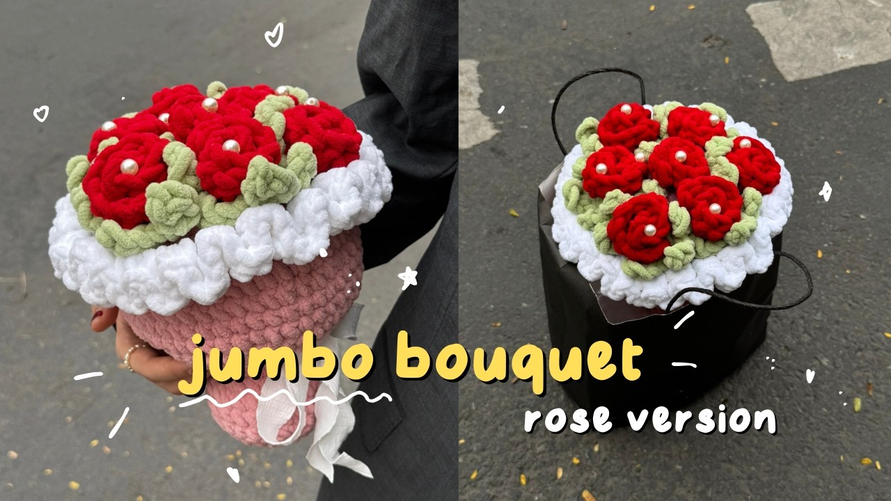 Без шитья — руководство по вязанию крючком букета больших роз — подробный урок для начинающих