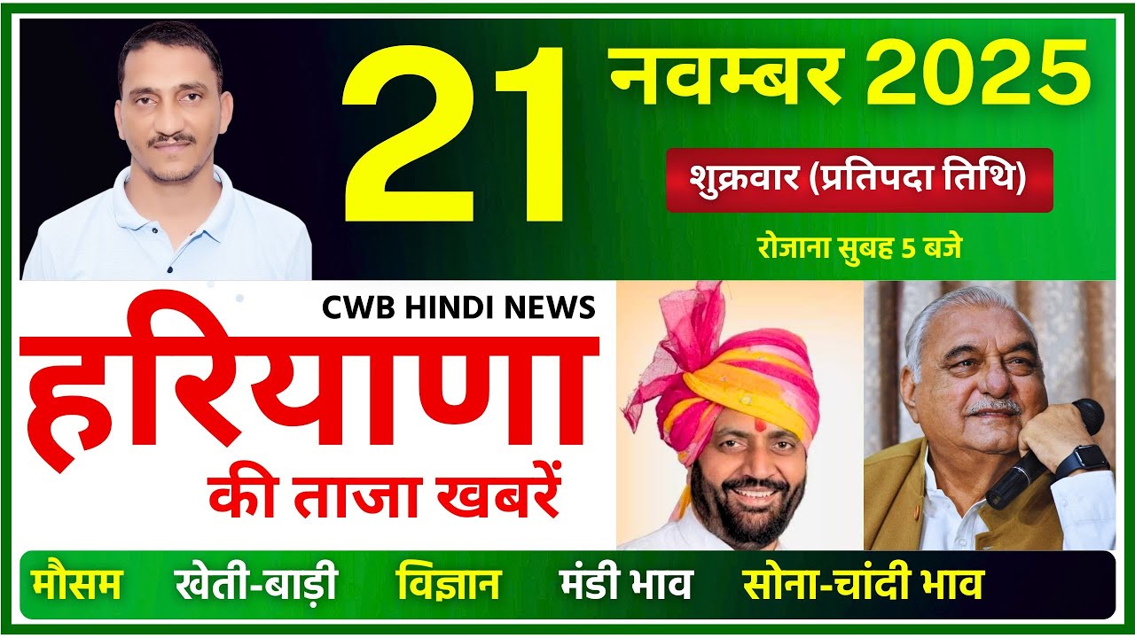 21 November 2025 Haryana News || हरियाणा की ताजा खबरें || Haryana News || CWB Hindi News