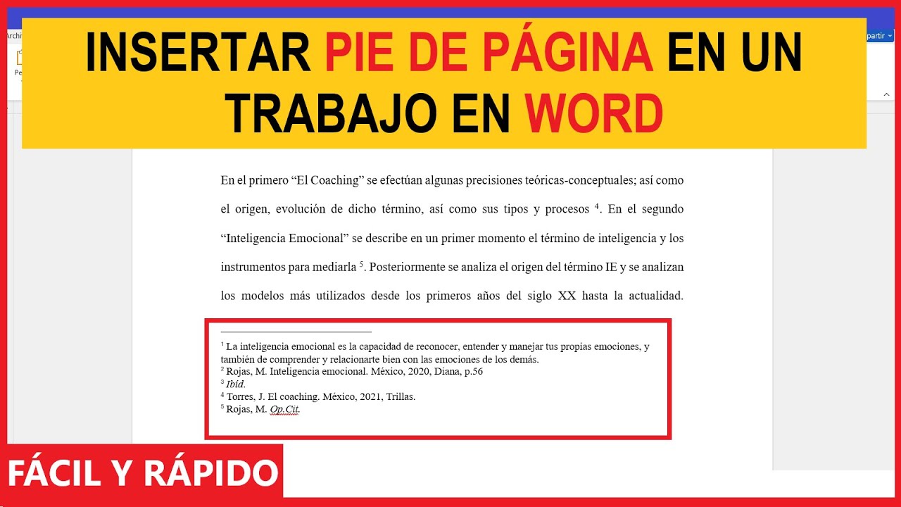 CÓMO INSERTAR PIE DE PÁGINA EN WORD