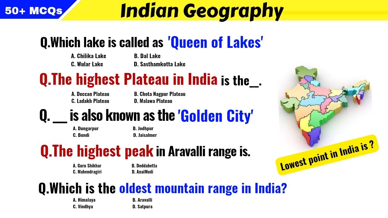 Top 50+ Indian Geography Questions | indian geography most repeated questions | indian geography mcq