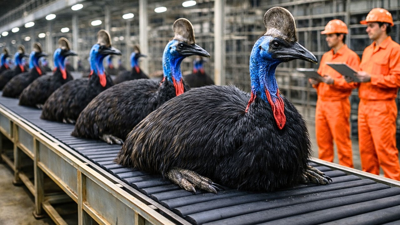 Industrial Cassowary Production: Large-Scale Breeding, Egg Harvesting, Meat Processing Operations