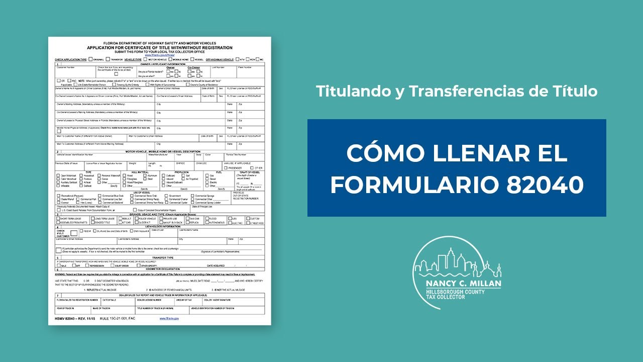 Titulando y Transferencias de Título - Como llenar el formulario 82040 para casas móviles