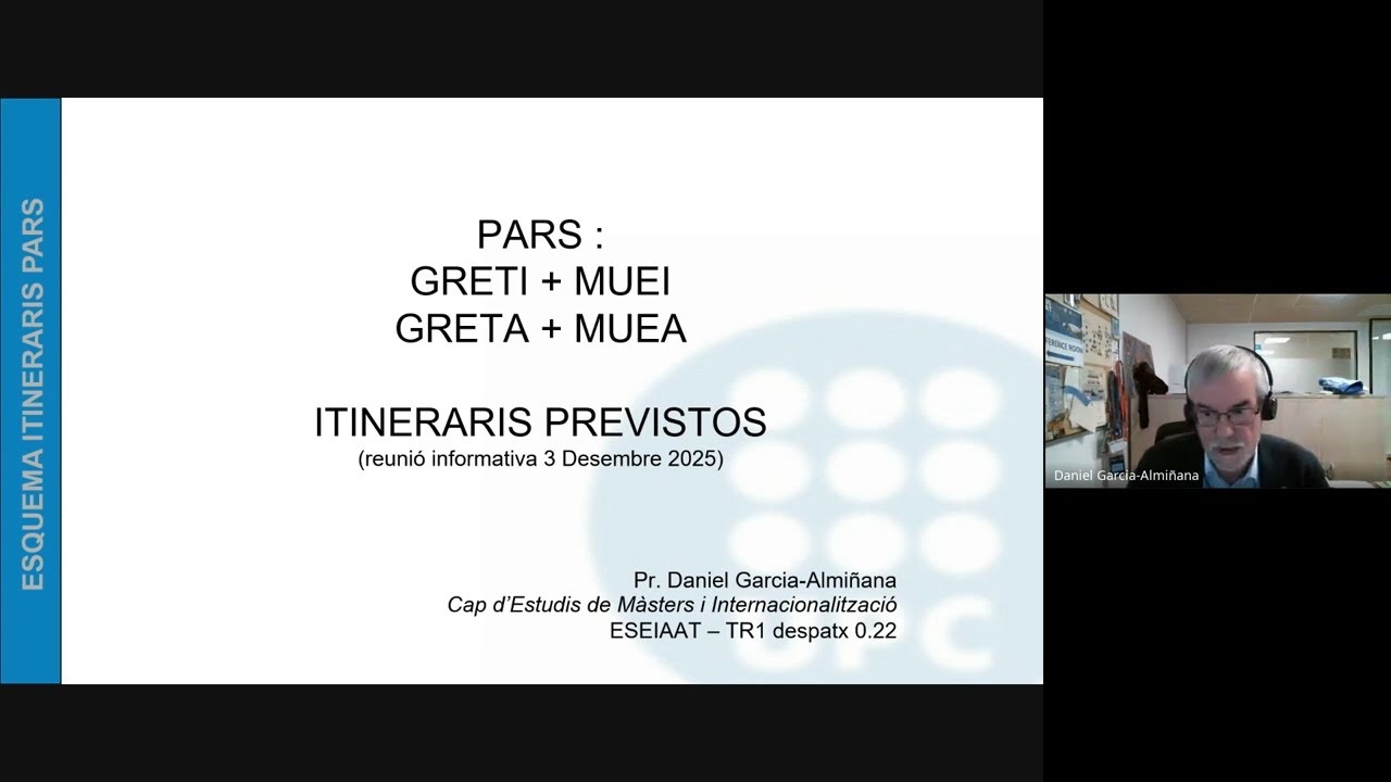 PARS  en Enginyeries Industrial i Aeroespacial. Sessió Informativa   2025 12 03