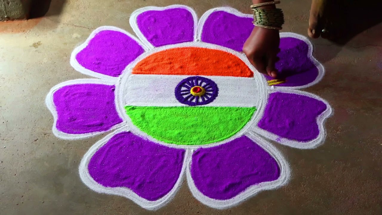 Republic day Thai madham 🌻 special flower rangoli kolam🌻3*2 simple kolangal 🌻pandaga muggulu