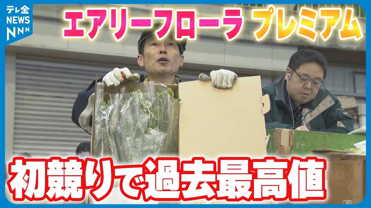【過去最高値で落札】エアリーフローラの最高級品｢プレミアム｣　1箱4万8000円の過去最高値で落札　生産地・石川で初競り