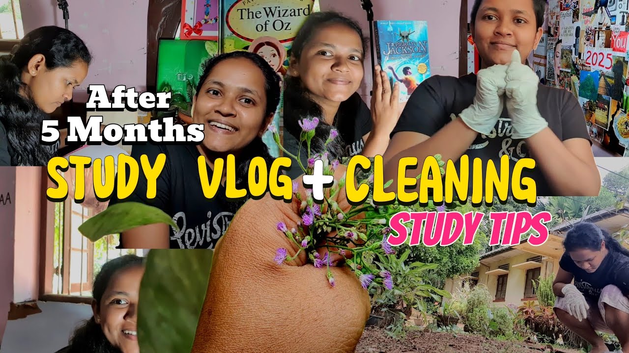 කාලෙකින් Study Vlog ❤📚⏰🌷 + Cleaning 🧹💛 || Study Tips 🍃✨️🌻 || Vlog 52 💐📚🤍 #study #motivation