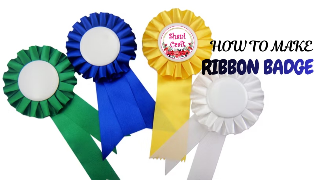Ribbon badge | How to make a ribbon badge | Easy satin ribbon badge | Shani craft