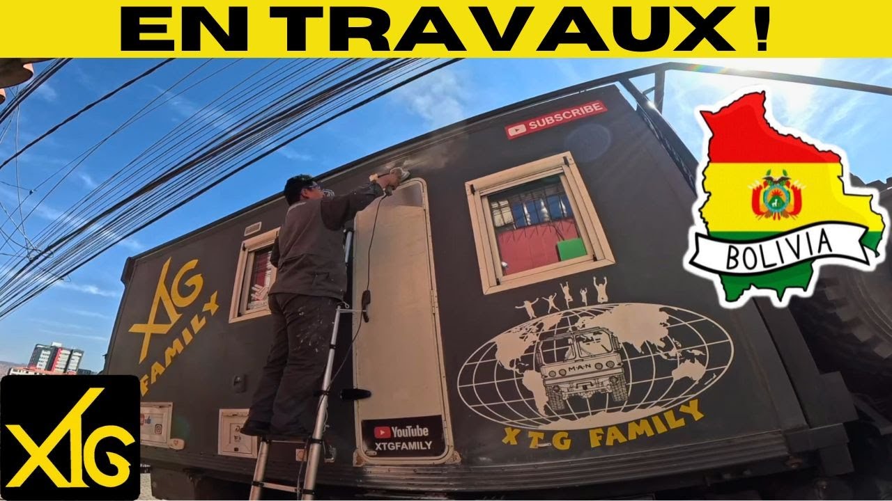 584 On fait des trous dans la cellule de notre camion aménagé #camion4x4 #bolivie #carrosserie #v8