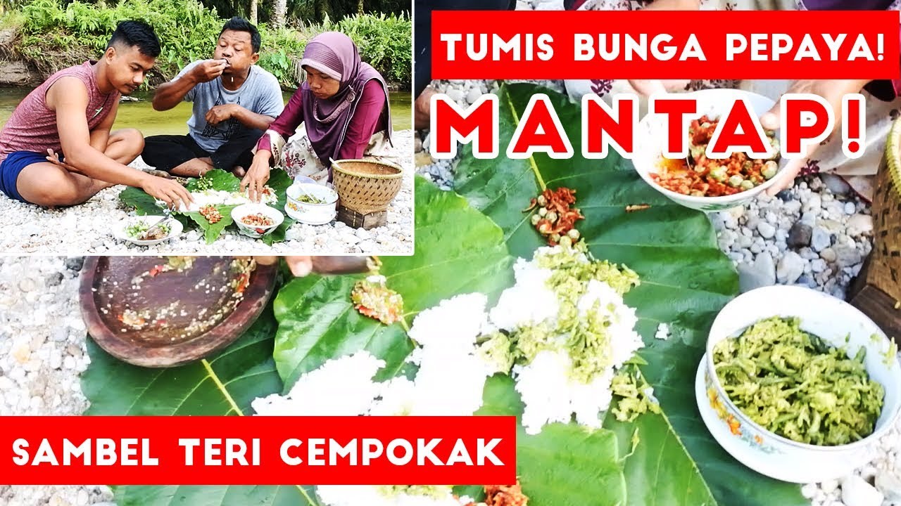 Nikmatnya Tumis Bunga Pepaya dan Sambel Teri Cempokak Di Pinggir Sungai!